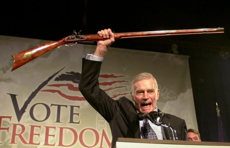 Back in 2002, then National Rifle Association President Charlton Heston rallied gun owners to vote. Today, the group won new political endorsements for its move to Texas amid a lawsuit fight with New York.