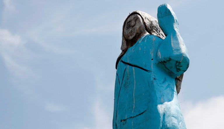 Bronze Melania Trump statue to replace one set on fire in Slovenia unveiled