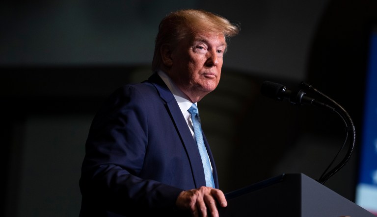 President Trump speaks at an event.