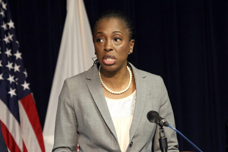 Dr. Ngozi Ezike, director of the Illinois Department of Public Health, speaks at a news conference Thursday, Jan. 30, 2020, in Chicago. (AP Photo/Teresa Crawford)