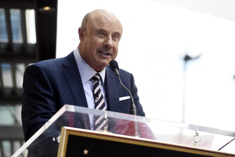 Talk show host Dr. Phil McGraw addresses the crowd during a ceremony to award him a star on the Hollywood Walk of Fame, Friday, Feb. 21, 2020, in Los Angeles.