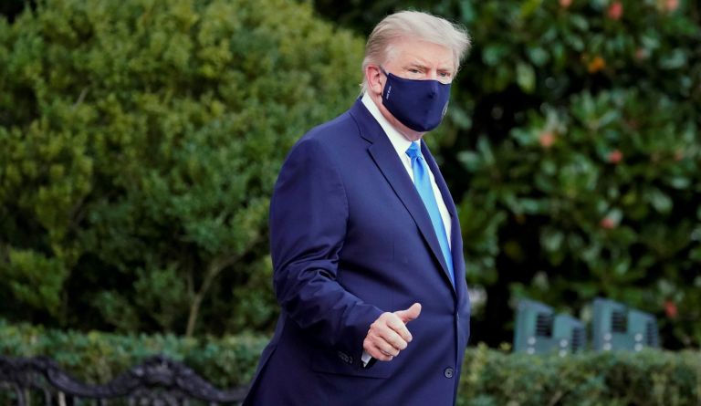 President Donald Trump leaves the White House to go to Walter Reed National Military Medical Center after he tested positive for COVID-19, Friday, Oct. 2, 2020, in Washington.