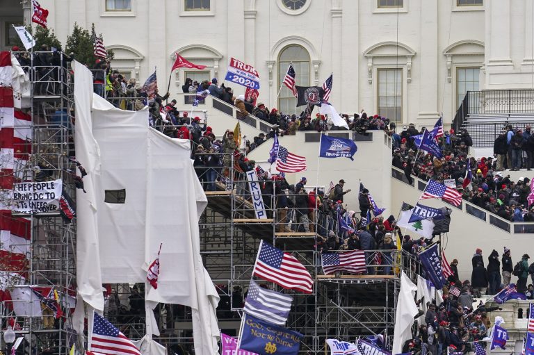 Supporters of President Donald Trump gather outside the Capitol on Jan. 6, 2021, in Washington.