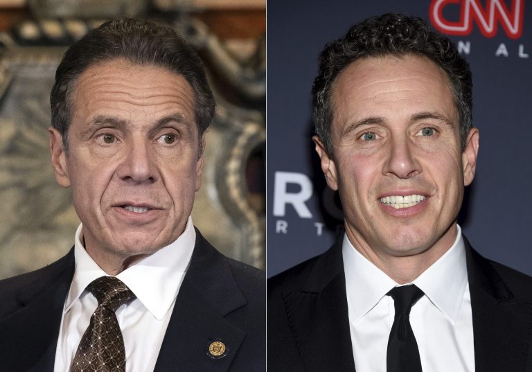 New York Gov. Andrew Cuomo, left, and CNN anchor Chris Cuomo.