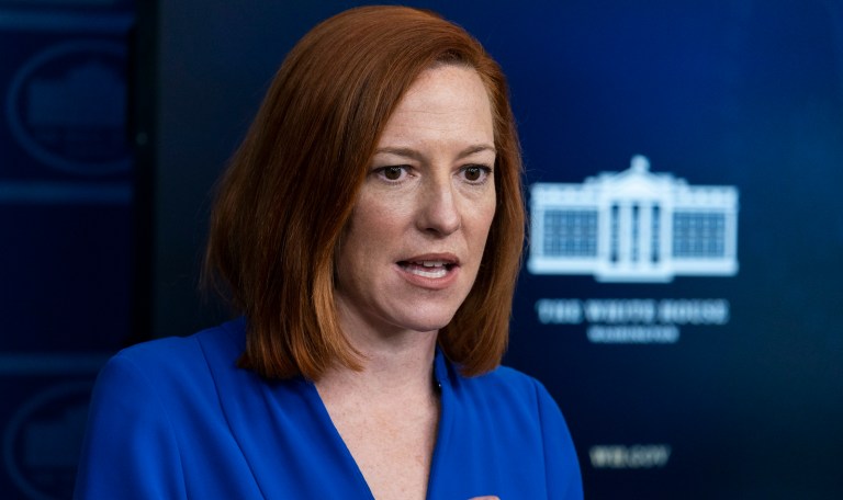 White House press secretary Jen Psaki speaks with reporters in the James Brady Press Briefing Room at the White House, Friday, March 12, 2021, in Washington.