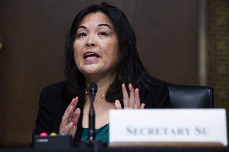 Julie A. Su, nominee for deputy secretary of Labor, testifies during her Senate Health, Education, Labor and Pensions Committee confirmation hearing in Dirksen Building on Tuesday, March 16, 2021.