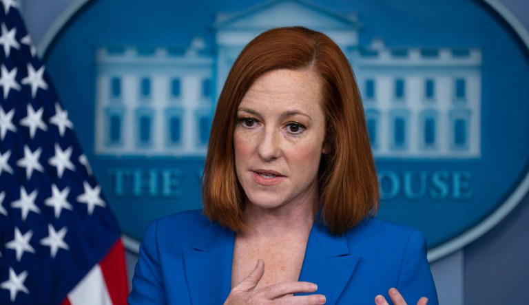 White House press secretary Jen Psaki speaks during a briefing at the White House.