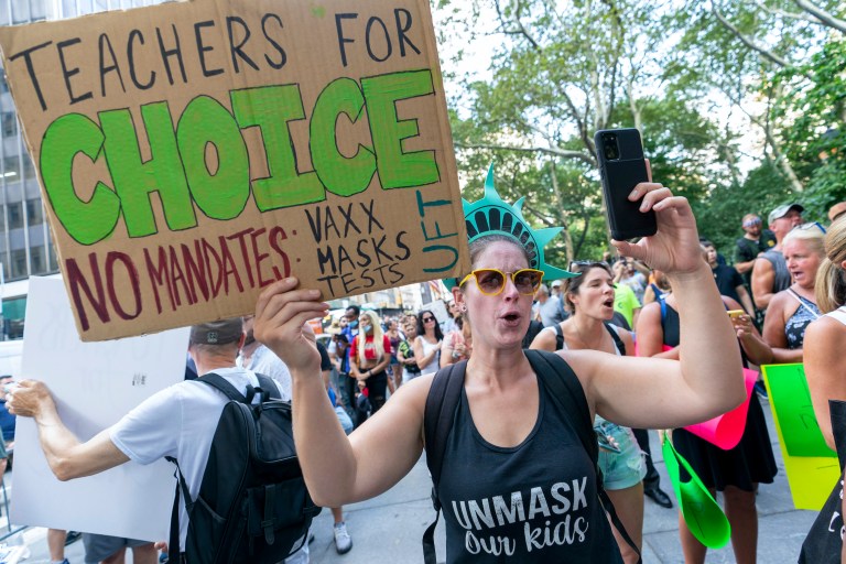 Teachers march through New York City to protest vaccine mandates