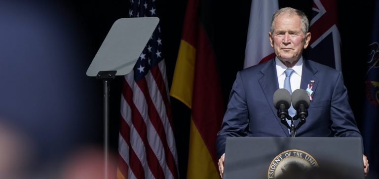 Former President George W. Bush speaks at the State Funeral for his father, former President George H.W. Bush, at the National Cathedral, Wednesday, Dec. 5, 2018, in Washington.