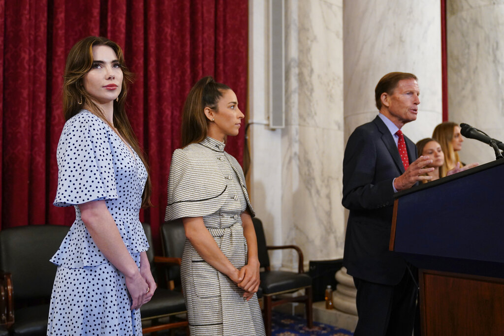 McKayla Maroney, Aly Raisman, Richard Blumenthal