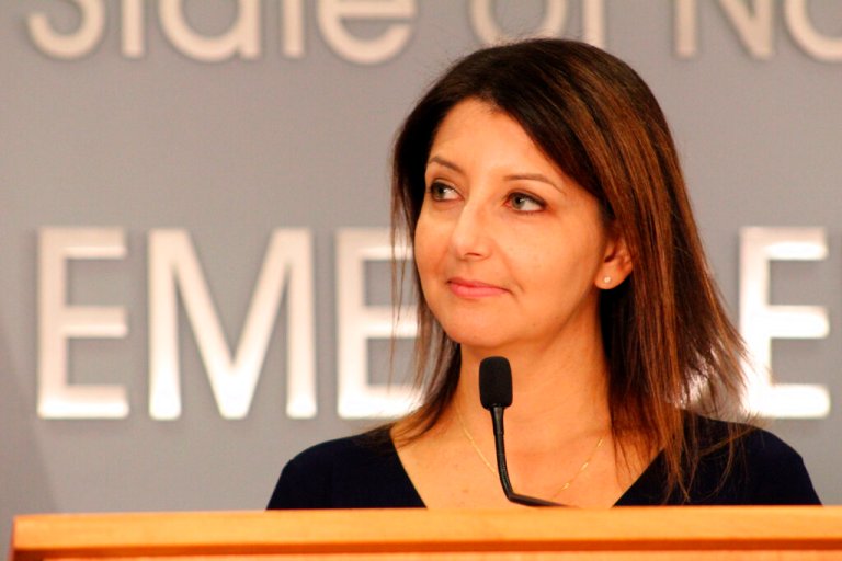 Dr. Mandy Cohen, secretary of the North Carolina Department of Health and Human Services, speaks at a news conference on Wednesday, Nov. 10, 2021, at the Emergency Operations Center in Raleigh, N.C., to encourage parents of young children to get a COVID-19 vaccine. 