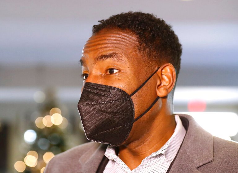 Atlanta mayoral candidate and councilman Andre Dickens discusses his hopes for a high voter turnout during a campaign stop to visit residents and supporters at The Remington, a senior living facility, on Monday, Nov. 29, 2021, in Atlanta.