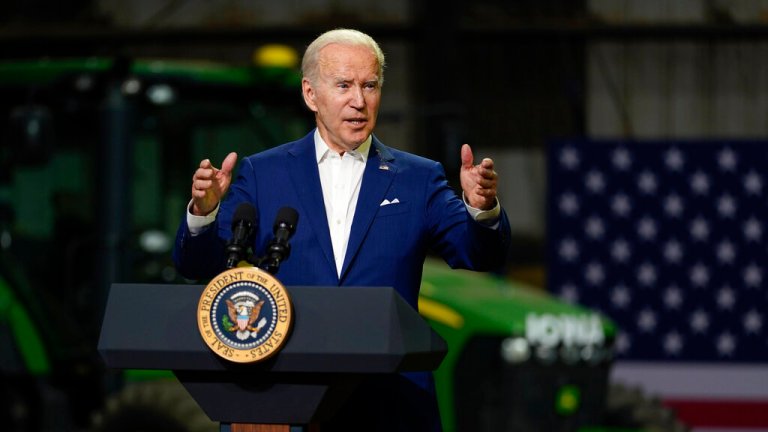 FILE - President Joe Biden speaks at POET Bioprocessing in Menlo, Iowa, April 12, 2022.