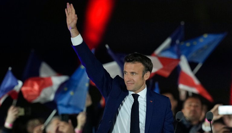 French President Emmanuel Macron was attacked by protesters pelting tomatoes during his first public outing since reelection. 