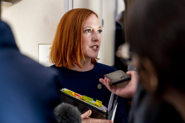 White House press secretary harshly criticized Russian President Vladimir Putin Monday for delivering a Victory in Europe Day speech while continuing to wage war in Ukraine.