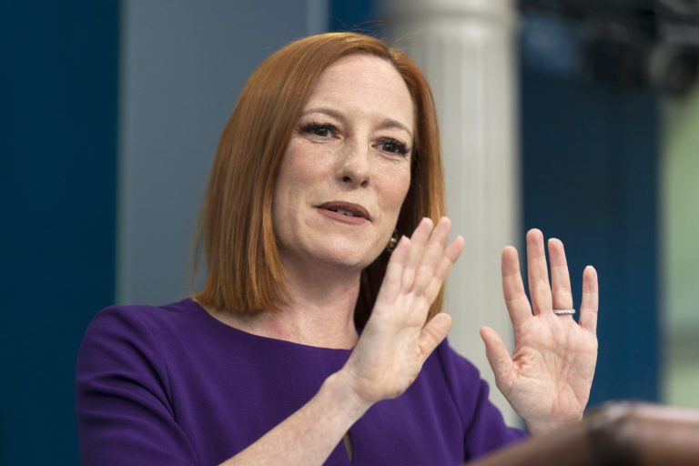 White House press secretary Jen Psaki speaks during a press briefing at the White House in Washington, Tuesday, May 10, 2022. 