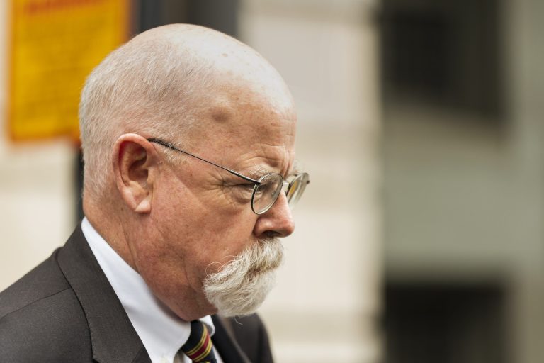Special counsel John Durham, the prosecutor appointed to investigate potential government wrongdoing in the early days of the Trump-Russia probe, leaves federal court in Washington on May 16, 2022. 