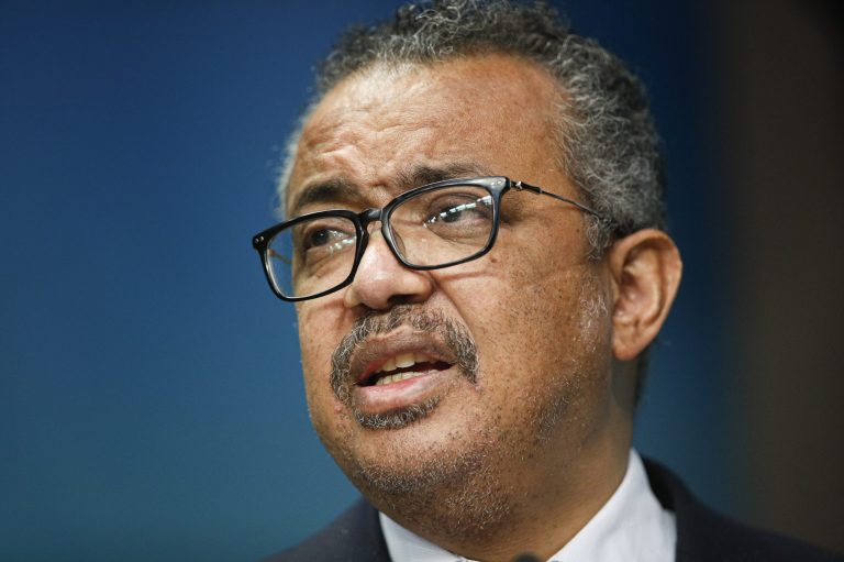 FILE - The head of the World Health Organization, Tedros Adhanom Ghebreyesus speaks during a media conference at an EU Africa summit in Brussels on Feb. 18, 2022. Ghebreyesus said on June 22, 2022 that WHO is working with the United Kingdom on the response to the recent find of poliovirus in London sewage. (Johanna Geron, Pool Photo via AP, File)