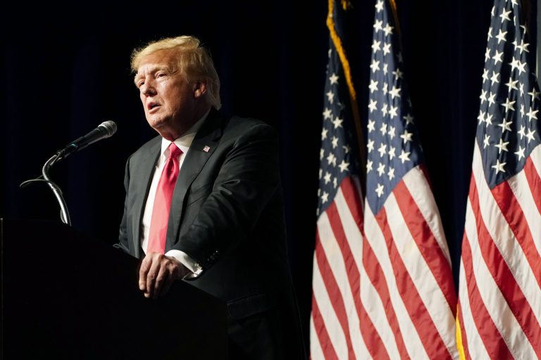 Former President Donald Trump speaks during an event with Joe Lombardo, Clark County sheriff and Republican candidate for Nevada governor, and Republican Nevada Senate candidate Adam Laxalt, Friday, July 8, 2022, in Las Vegas. A new documentary available on Discovery+ shows Trump saying the rioters at the Capitol on January 6, 2021 were 
