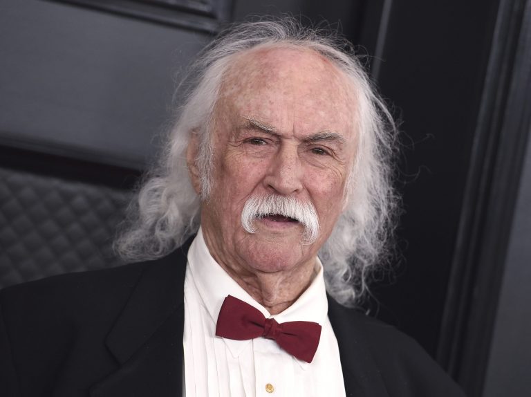FILE - David Crosby arrives at the 62nd annual Grammy Awards on Jan. 26, 2020, in Los Angeles. Crosby turned 81 on Aug. 14.