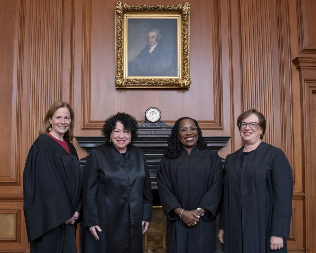 Associate Justices Amy Coney Barrett, Sonia Sotomayor, Ketanji Brown Jackson, and Elena Kagan.
