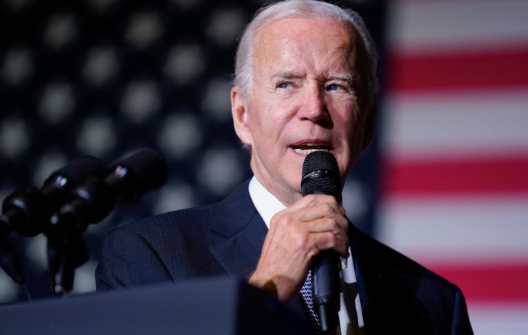 President Joe Biden speaks about student loan debt relief at Delaware State University, Friday, Oct. 21, 2022, in Dover, Delaware.