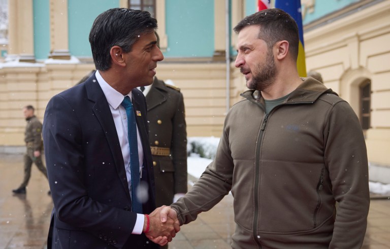 British PM Rishi Sunak makes first official visit to Ukrainian President Zelensky in Kyiv
