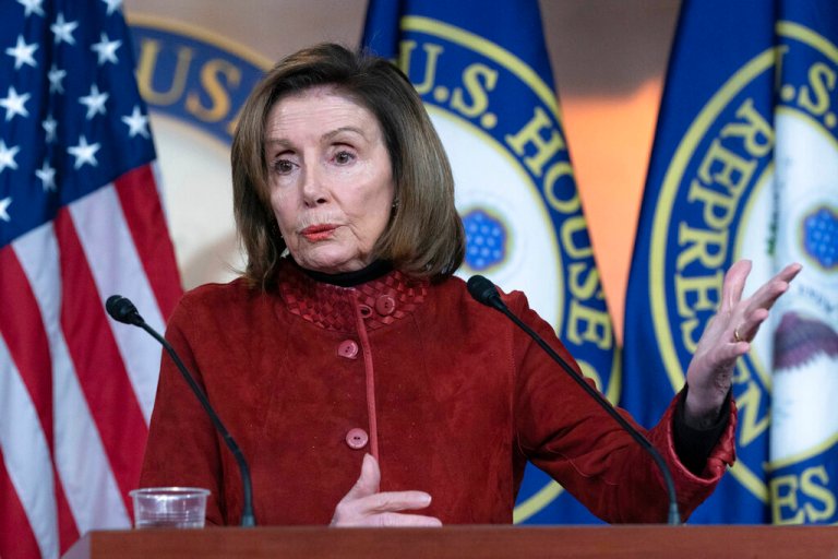 Then-Speaker of the House Nancy Pelosi, D-Calif., holds a news conference at the Capitol in Washington, Thursday, Dec. 22, 2022.