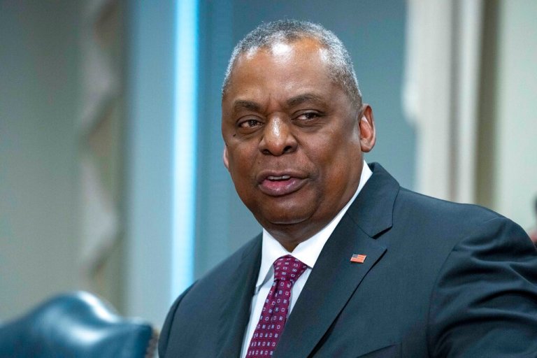 Secretary of Defense Lloyd Austin speaks during a meeting with Albanian Defense Minister Niko Peleshi at the Pentagon, Thursday, Jan. 26, 2023, in Washington.