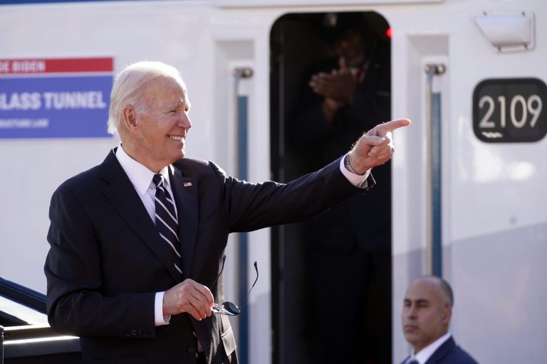 President Joe Biden celebrated the role his bipartisan infrastructure law is playing in modernizing rail and bringing 