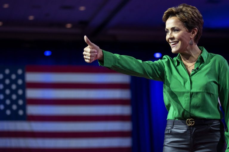 Kari Lake speaks at the Conservative Political Action Conference, CPAC 2023, Saturday, March 4, 2023, at National Harbor in Oxon Hill, Md.