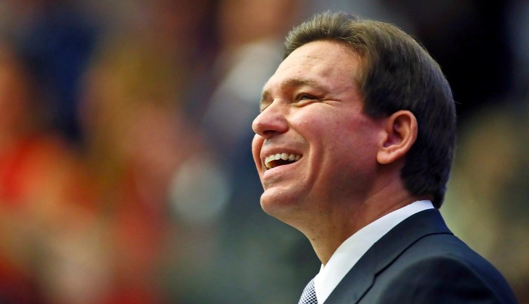 Florida Gov. Ron DeSantis smiles as he ends his State of the State address during a joint session of the Senate and House of Representatives Tuesday, March 7, 2023, at the Capitol in Tallahassee, Fla. DeSantisâ allies are gaining confidence in his White House prospects as former President Donald Trumpâs legal woes mount.