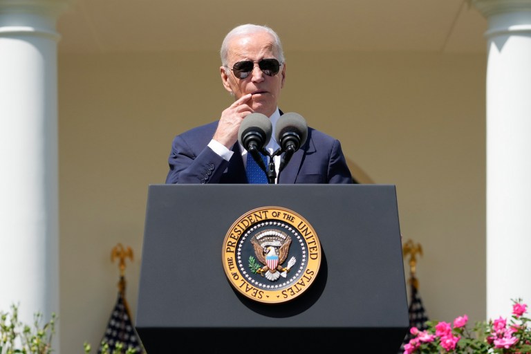 President Joe Biden speaks during a ceremony honoring the Council of Chief State School Officers' 2023 Teachers of the Year in the Rose Garden of the White House, Monday, April 24, 2023 in Washington.