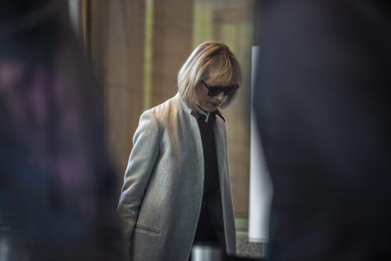 Former advice columnist E. Jean Carroll walks into Manhattan federal court on Tuesday, April 25, 2023, in New York.