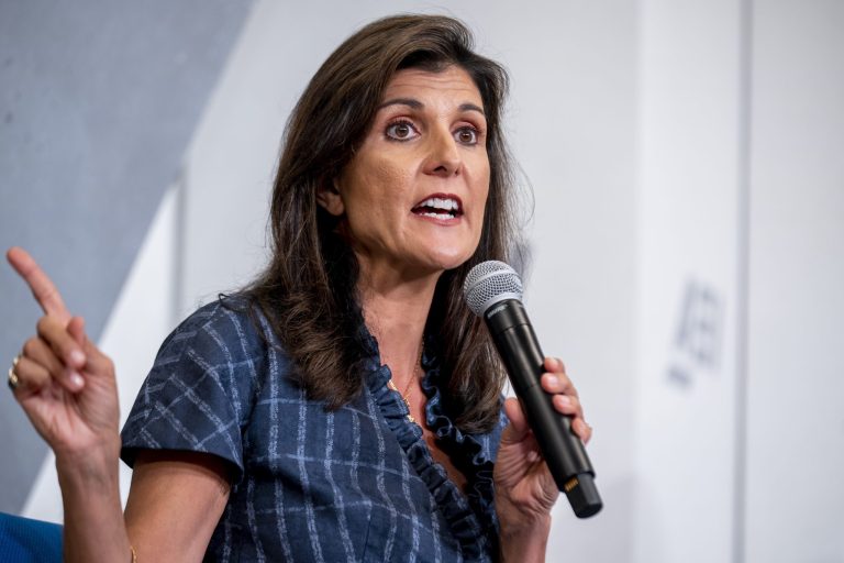 Republican presidential candidate Nikki Haley speaks at American Enterprise Institute, Tuesday, June 27, 2023, in Washington. (AP Photo/Andrew Harnik)