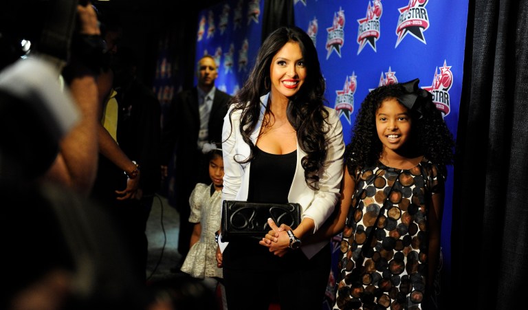 Vanessa Bryant, wife of NBA player and West team member, Kobe Bryant, and their daughter Natalia Diamante Bryant arrive before the NBA All-Star basketball game Sunday, Feb. 17, 2013, in Houston.