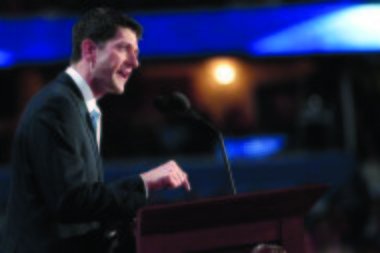 Rep. Paul Ryan assailed Obamacare in his Republican convention speech. AP Photo/Mary Altaffer