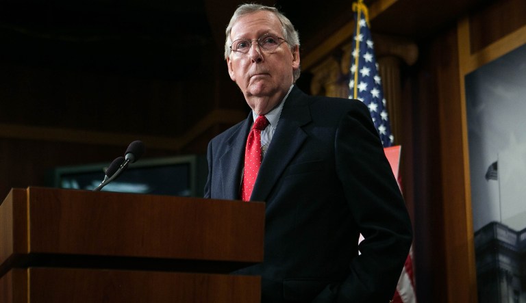 Senate Majority Leader Mitch McConnell was at the bottom the charts of a recent poll on popularity. (Graeme Jennings/Examiner)
