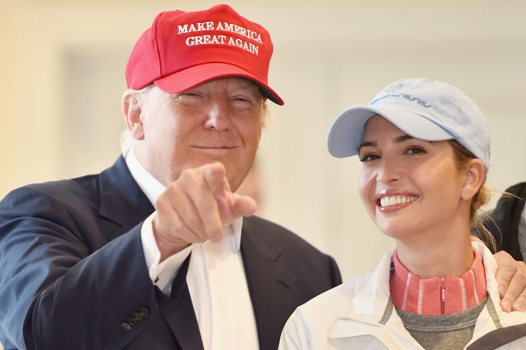 Republican Presidential Candidate Donald Trump with his daughter Ivanka Trump on July 30, 2015 in Ayr, Scotland. (Photo by Jeff J Mitchell/Getty Images)