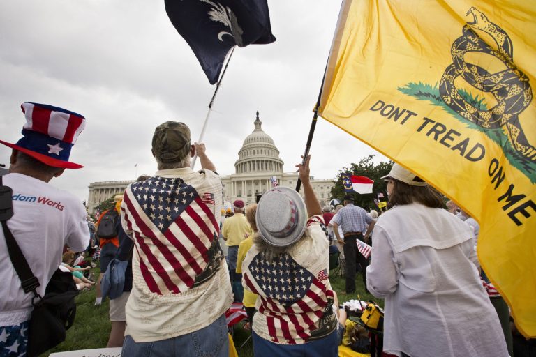 AP/J. Scott Applewhite 
Tea party activists attend a rally on the grounds of the Capitol in Washington on Wednesday.