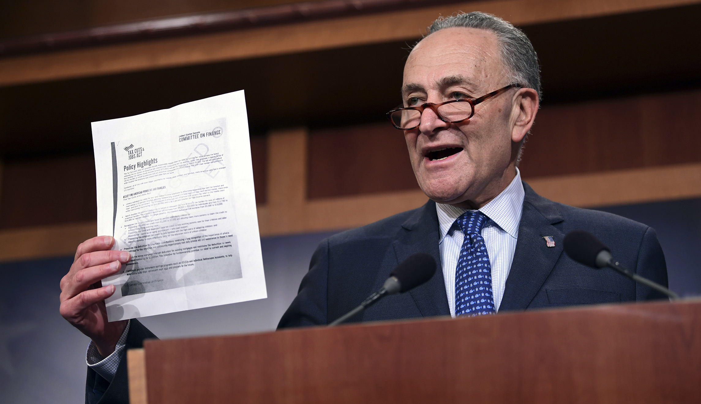 Bring a chart to Thanksgiving dinner to bash GOP tax plan, Schumer says
