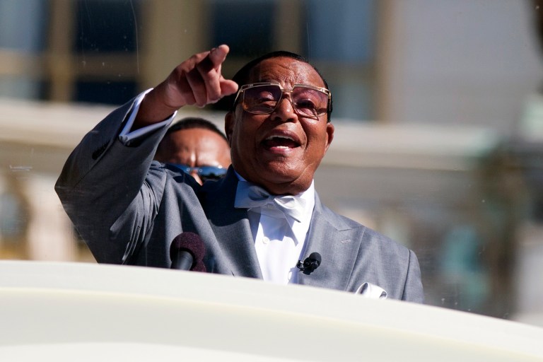 Nation of Islam leader Louis Farrakhan has praised Donald Trump for signaling that he wouldn't be controlled by Jews as president. (AP Photo/Evan Vucci)