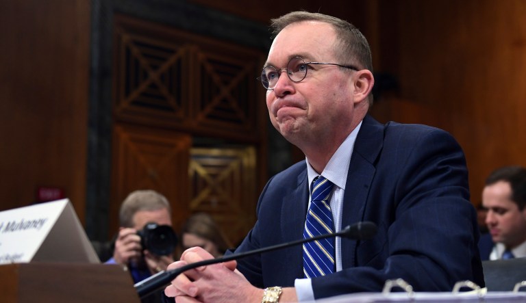 CFPB Acting Director Mick Mulvaney has been sparring with Sen. Elizabeth Warren, D-Mass., in recent weeks over his management of regulation of payday lending. (AP Photo/Susan Walsh)