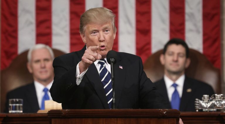 President Trump will speak to a joint session of Congress Tuesday at his first State of the Union address. (Jim Lo Scalzo / Associated Press)