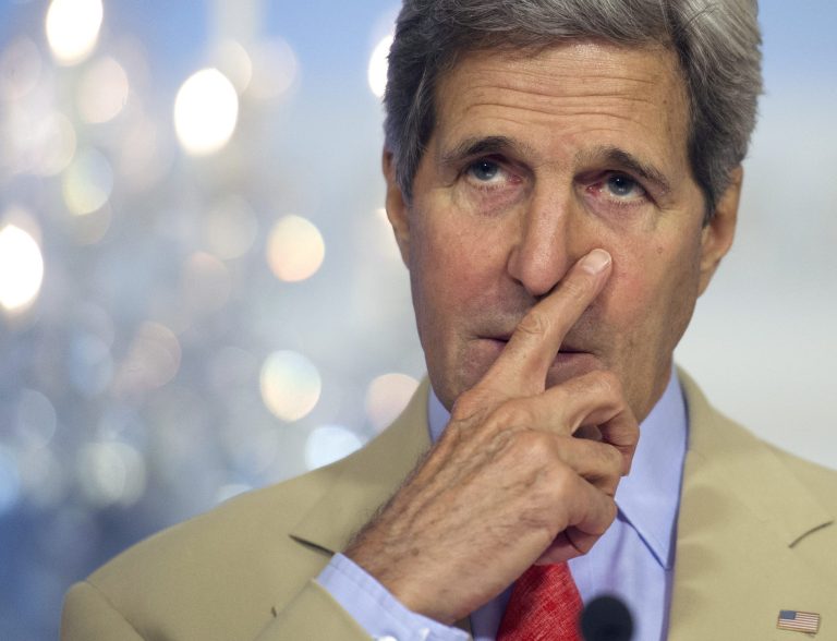 Secretary of State John Kerry, speaks to reporters at the State Department in Washington, Tuesday, July 29, 2014, during a news conference with Ukrainian Foreign Minister Pavlo Klimkin. The United States says there's been 