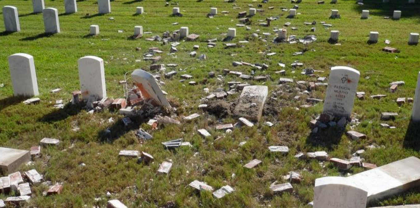 Report: Hit-and-run driver knocks over military headstones