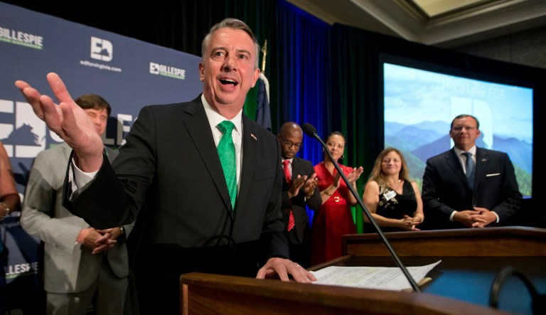 There were concerns that the indictments of President Trump's former campaign staff related to conversations he had with Russian officials, could stall Republican Ed Gillespie's momentum in the Virginia governor's race. (AP Photo/Steve Helber)