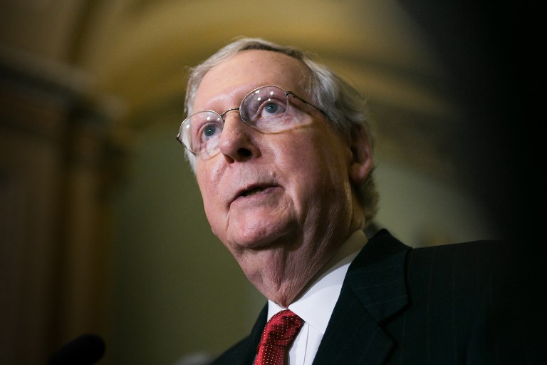 Senate Majority Leader Mitch McConnell, R-KY, pointedly needled his Democratic counterpart Chuck Schumer for voting against his wife, Elaine Chao, for transportation secretary this year. (Graeme Jennings/Washington Examiner)