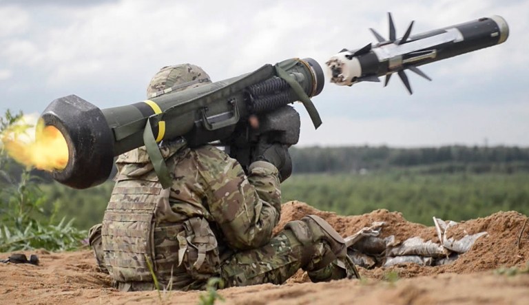A U.S. Soldier from the 2nd Cavalry Regiment fires an FGM-148 Javelin during the combined arms live fire training exercise for Saber Strike 16 at the Estonian Defense Forces central training area near Tapa, Estonia, on June 19, 2016.