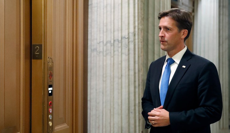 Sen. Ben Sasse, R-Neb., waits for the elevator after speaking on the Senate floor, on Capitol Hill, Wednesday, Oct. 3, 2018 in Washington.